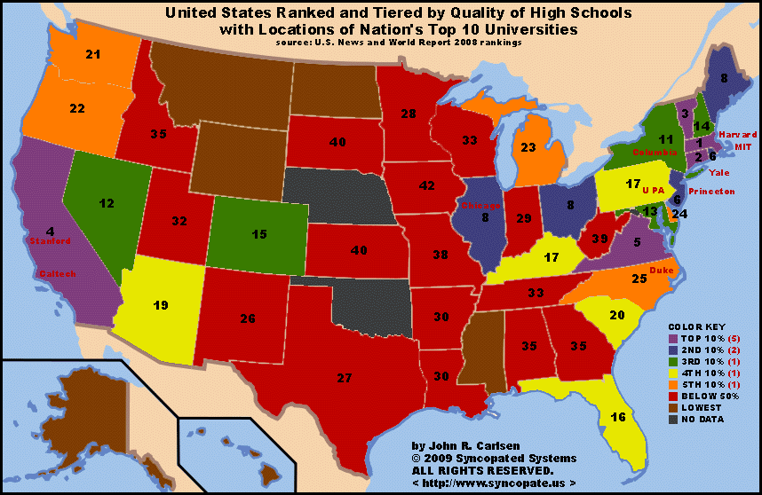 Us Map Of Education Levels Map