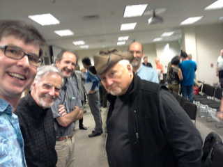 I (left), Chuck Peddle (wearing hat), Ron Nicholson (behind Peddle) in Santa Clara, CA on September 8, 2016