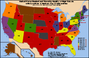 thumbnail preview of 2009 Rankings of United States by High School Quality