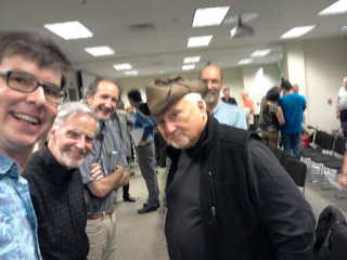 6502 designer Chuck Peddle (right front, wearing hat), Ron Nicholson (behind Peddle), Daniel Kottle (Apple's 12th employee, third from left), and me (John Carlsen, at left) in Santa Clara, CA on September 8, 2016